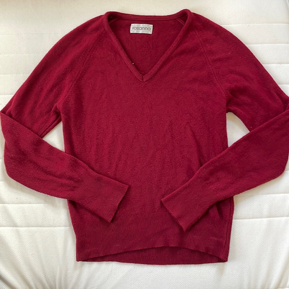 Burgundy V Neck Sweater